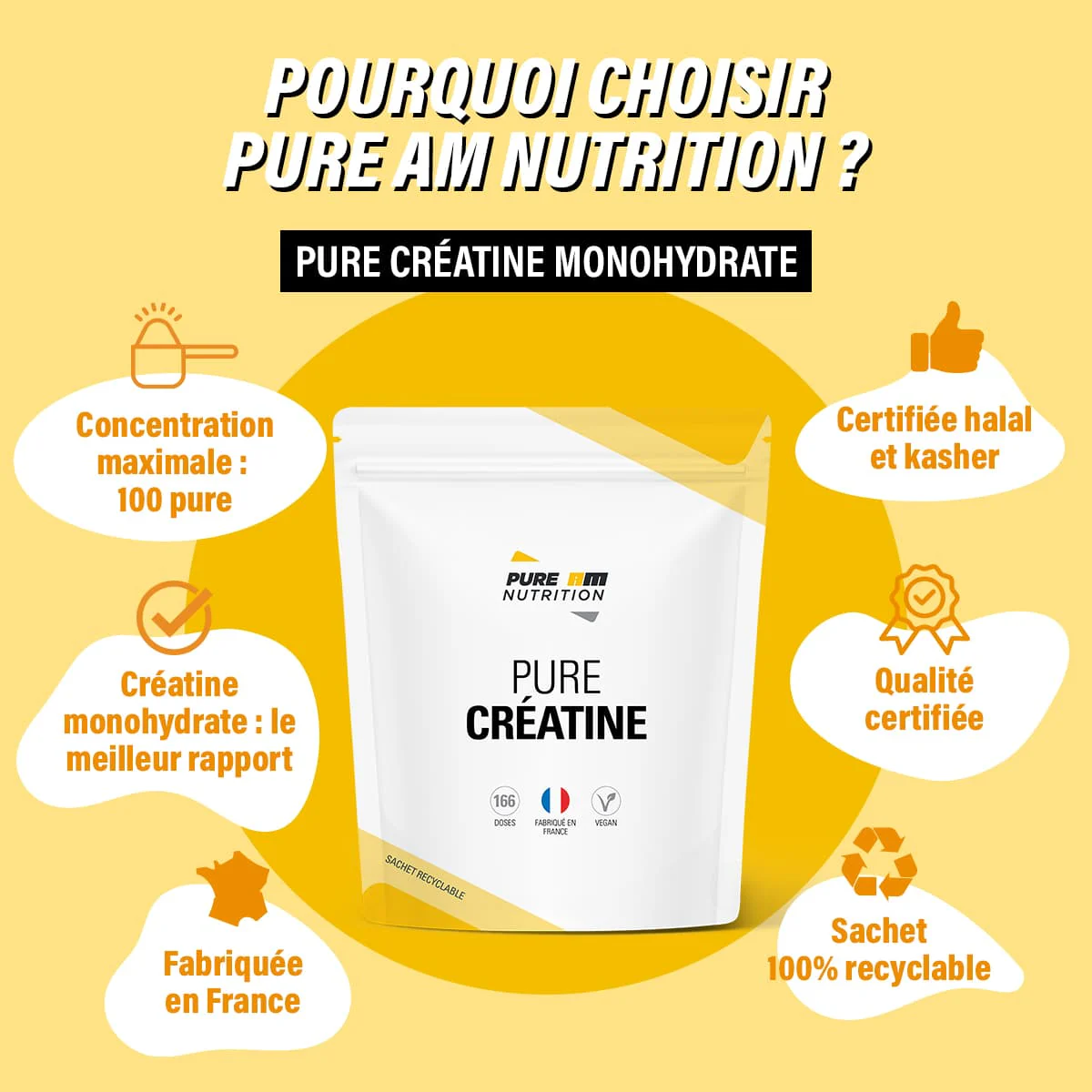 PURE Créatine monohydrate en poudre - Image 3